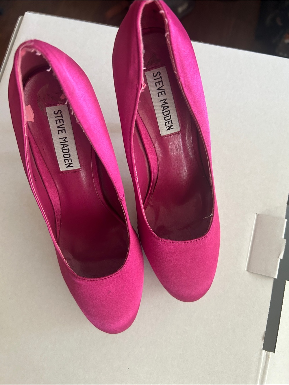 Steve Madden Hot Pink Satin Platform Stiletto Pumps